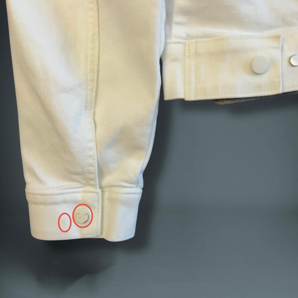 Athleta Jacket Womens Medium‎ White Denim Trucker Hooded Zip In Vest Layered - Picture 10 of 12